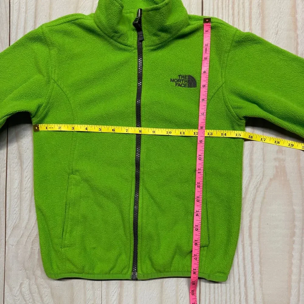 The North Face Kids Size S 7/8 Full Zip Pockets Fleece Jacket Green